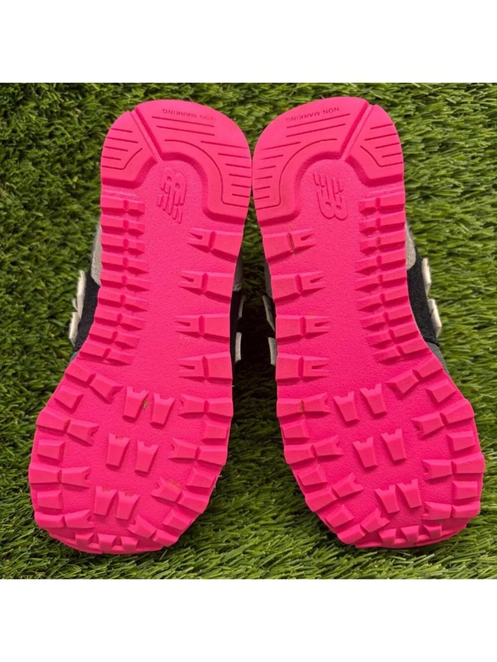 New Balance 574 Girls Size 11C Black Pink Blue Athletic Running Shoes Sneakers
